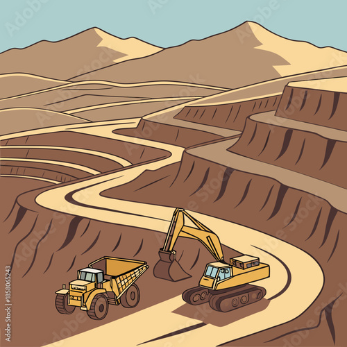 Open Pit Mining Operation in Arid Landscape