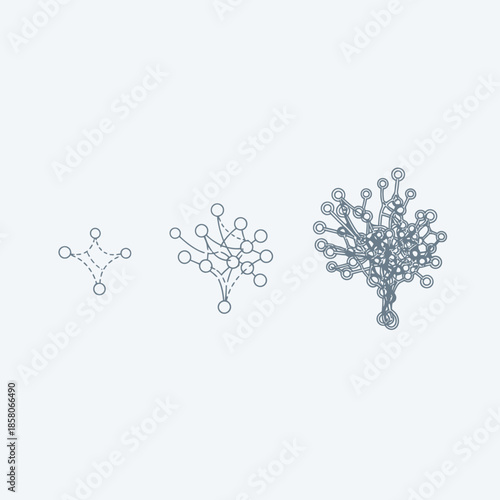 Network Growth and Complexity Evolution Abstract Concept.