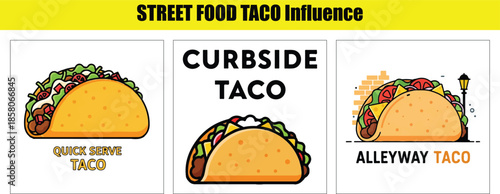 Quick Serve Curbside Alleyway Taco Illustrations street food