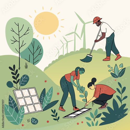 Team Working on Renewable Energy Project