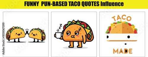 Cute cartoon tacos with funny expressions and actions Keywords: taco, food, mexican food