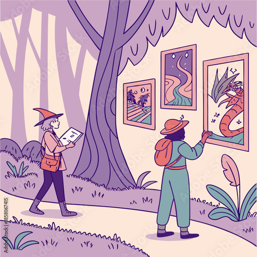 Two Adventurers Exploring a Magical Forest Art Gallery