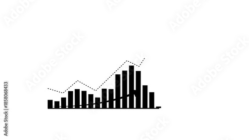 Black color Business graph growth concept in allusive graph chart showing marketing sales profit increasing to future target. The overlay graph highlights upward trends for business strategy success.