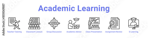 Academic Learning Icon Banner and Collection