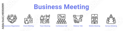 Business Meeting Icon Banner and Collection
