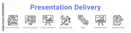 Presentation Delivery Icon Banner and Collection