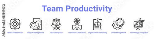 Team Productivity Icon Banner and Collection