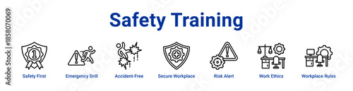 Safety Training Icon Banner and Collection