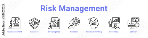 Risk Management Icon Banner and Collection