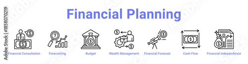 Financial Planning Icon Banner and Collection