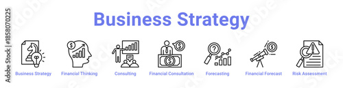 Business Strategy Icon Banner and Collection