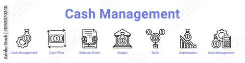 Cash Management Icon Banner and Collection