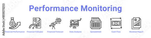 Performance Monitoring Icon Banner and Collection