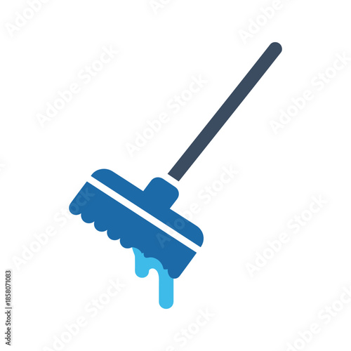 Blue mop with water droplets Vector