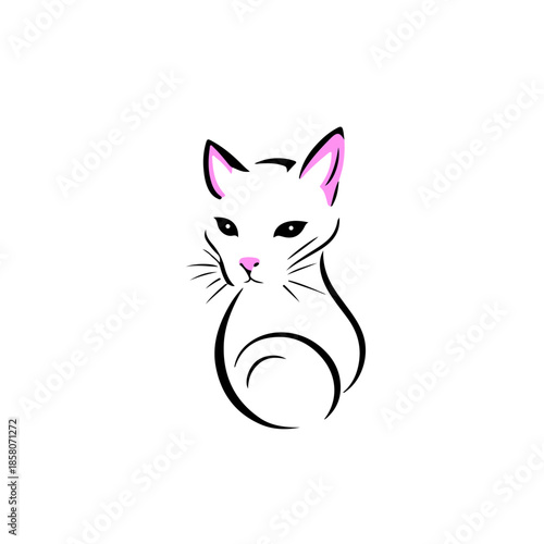 The Minimalist Muse, Line Art Feline, The Pink-Nosed Friend