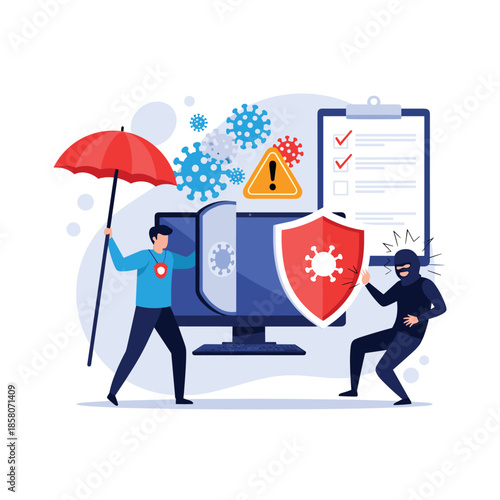 Marketing team uses a giant megaphone to broadcast digital social media messages and attract customers to their brand.