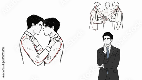 Two men in love sharing a tender moment together.