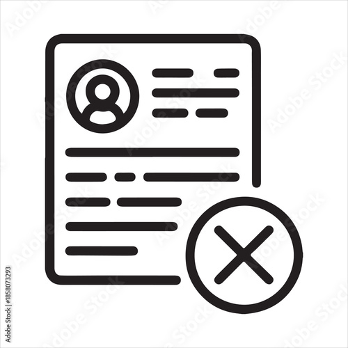 Profile rejected or deleted icon with x mark