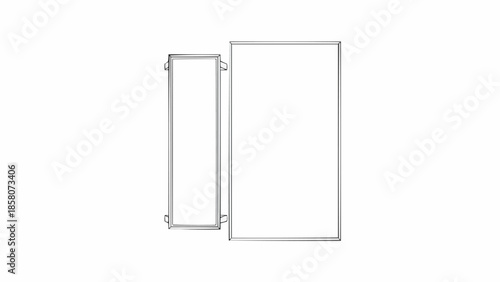 Two blank white rectangular frames side by side on a white background.