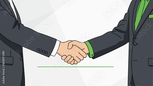 Two businessmen shaking hands in a professional agreement.