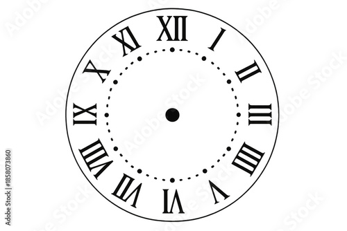 Vintage clock face with roman numerals showing time