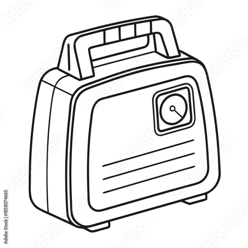 Portable Power Compressor: A detailed illustration of a portable power compressor with handle and dial gauge.