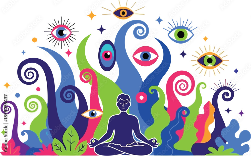 Naklejka premium Meditation and third eye