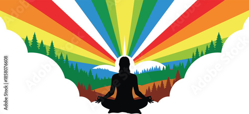Meditating person rainbow