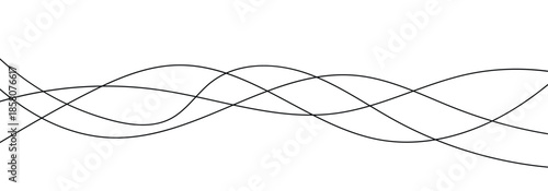 Abstract pattern design with thin wavy flowing black lines. Dynamic and elegant squiggle. isolated on a white background.