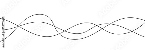 Abstract pattern design with thin wavy flowing black lines. Dynamic and elegant squiggle. isolated on a white background.