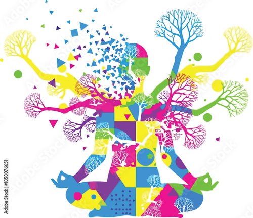 Human tree meditation art