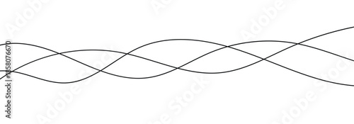 Abstract pattern design with thin wavy flowing black lines. Dynamic and elegant squiggle. isolated on a white background.