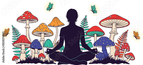 Meditating among mushrooms