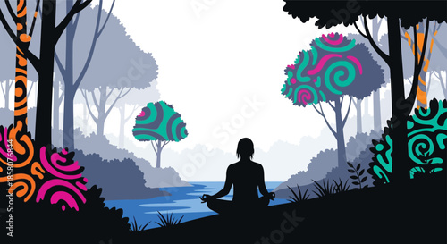 Forest yoga silhouette