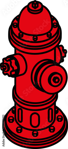 Red Street Fire Hydrant Safety Equipment Vector Cartoon