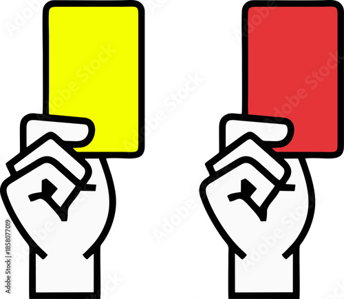 Soccer Referee Hands Holding Red and Yellow Cards