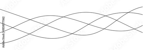 Black abstract wave thin curved lines background for design element and project work. Isolated on white background.