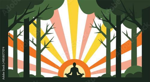 Forest meditation silhouette