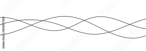 Black abstract wave thin curved lines background for design element and project work. Isolated on white background.