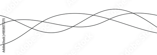 Black wavy lines isolated on white background. Flowing curve wavey thin line for graphical artist.