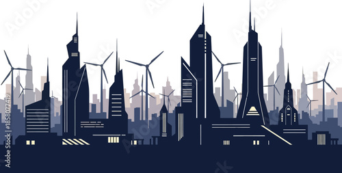 Futuristic city skyline