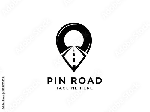 Free Download Modern navigation logo with road and pin symbol - GFXLoad