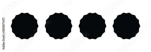 Set of black starbursts for discount tags, posters, banners, and graphic design. Black starburst on a white background.