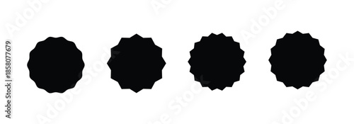 Set of black starbursts for discount tags, posters, banners, and graphic design. Black starburst on a white background.