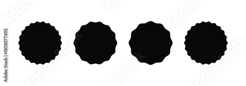 Set of black starbursts for discount tags, posters, banners, and graphic design. Black starburst on a white background.