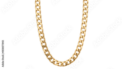 Gold chain necklace in luxurious style with bright warm lighting on white background for jewelry advertisement