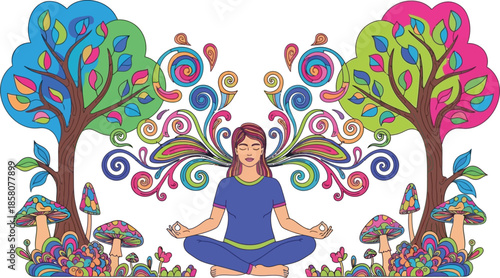 Woman meditating in nature