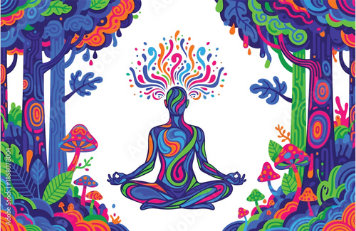 Psychedelic meditation figure