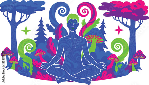 Meditating man in nature