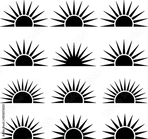Repeating Pattern of Sunrise or Sunset Icons dawn dusk